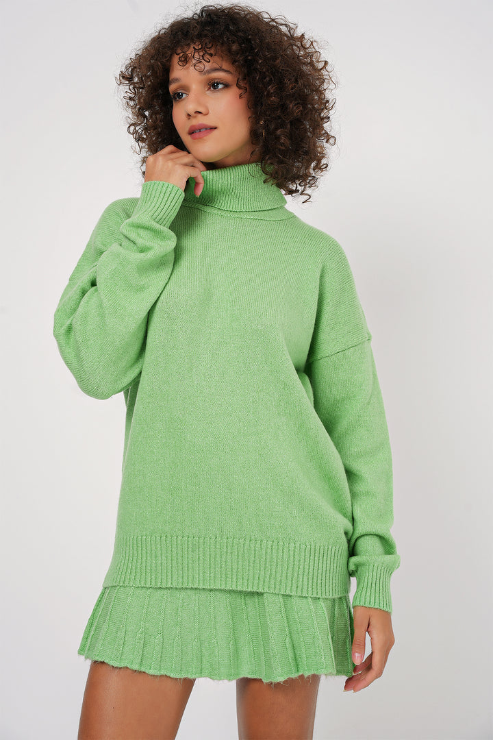 BGD Women Knit Skirt Sweater Set - Dark Green - Sarcelles