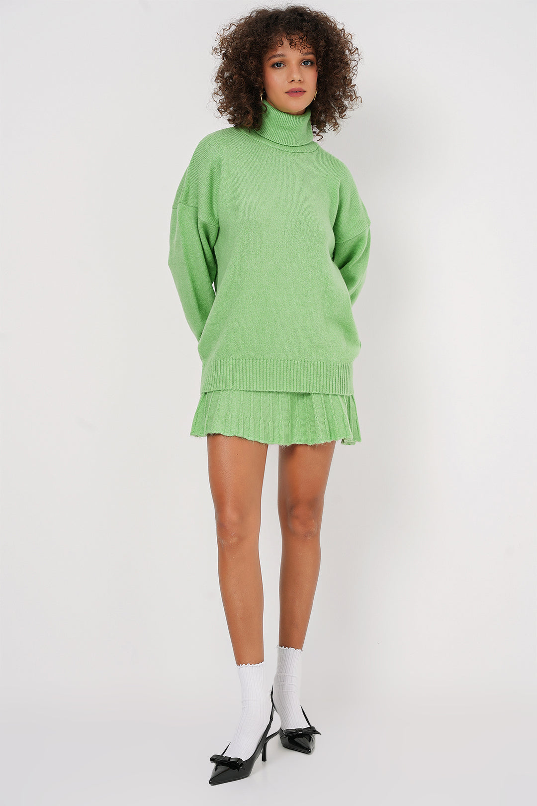 BGD Women Knit Skirt Sweater Set - Dark Green - Sarcelles