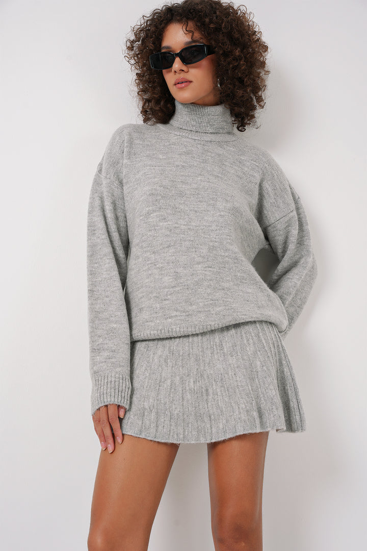 BGD Women Kazakh Skirt Knit Two-Piece Set - Gray - Northbrook