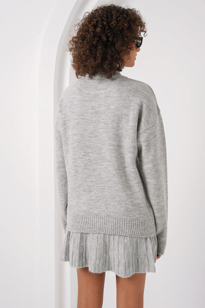 BGD Women Kazakh Skirt Knit Two-Piece Set - Gray - Northbrook