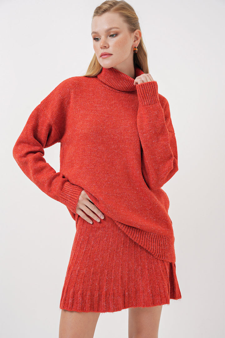 BGD Women Kazakh Skirt Knit Two-Piece Set - Terracotta - Sumy