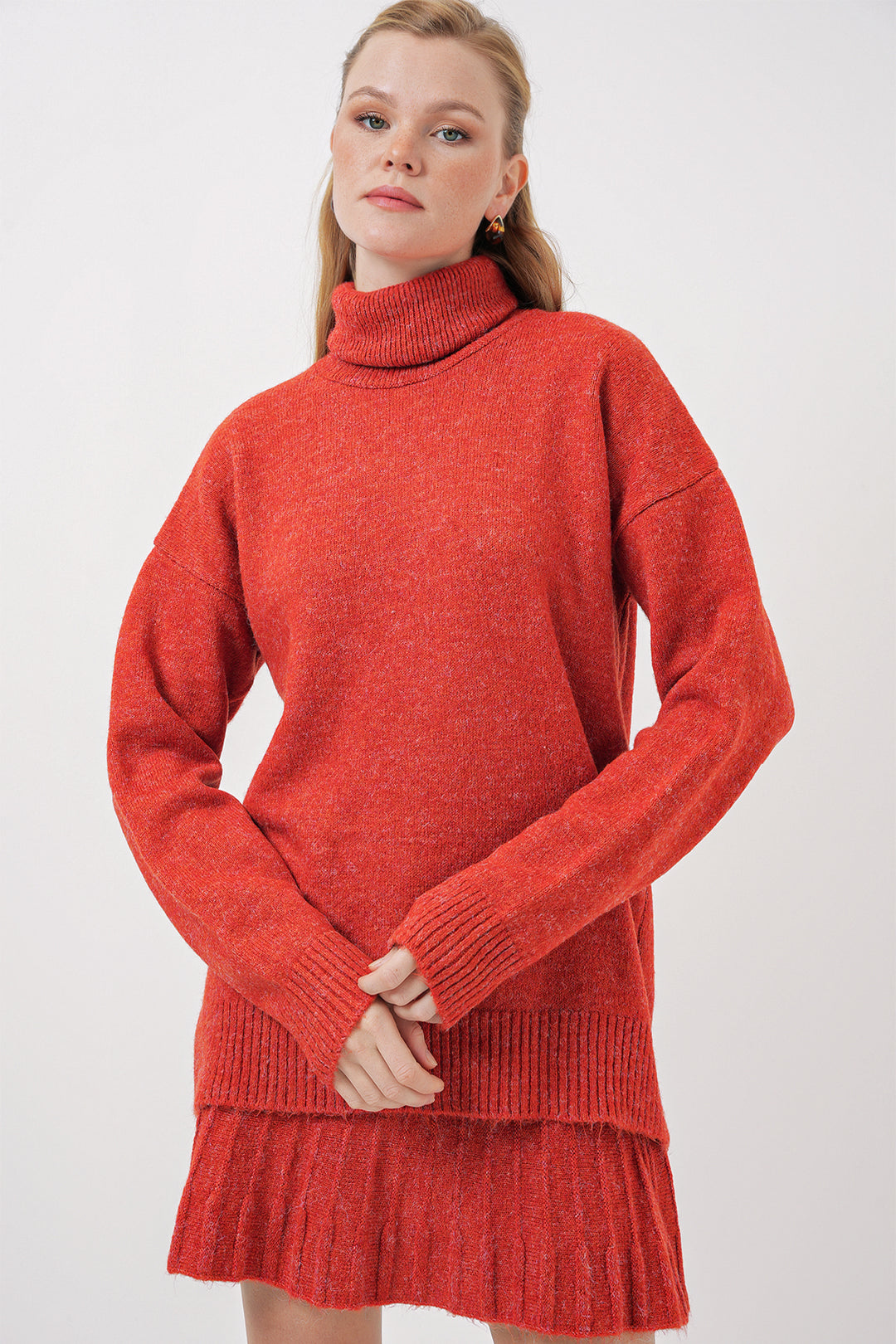 BGD Women Kazakh Skirt Knit Two-Piece Set - Terracotta - Sumy