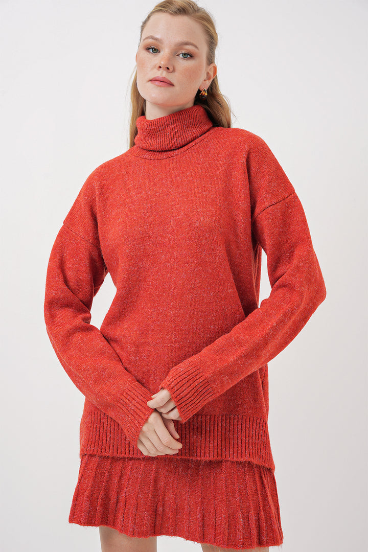 BGD Women Kazakh Skirt Knit Two-Piece Set - Terracotta - Sumy
