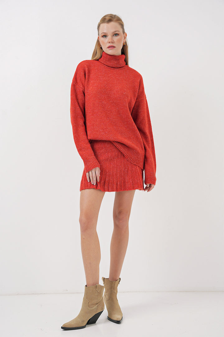 BGD Women Kazakh Skirt Knit Two-Piece Set - Terracotta - Sumy