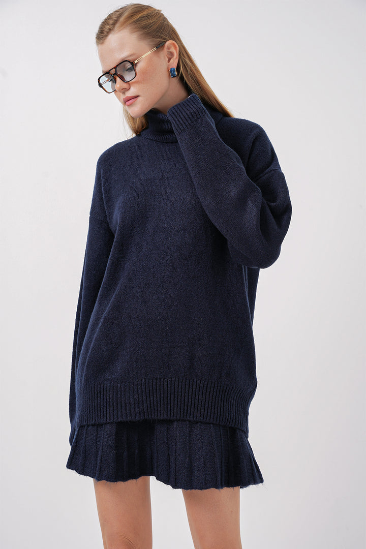 BGD Women Kazakh Skirt Knit Set - Navy - Auburn