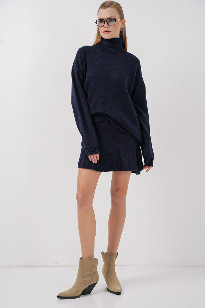 BGD Women Kazakh Skirt Knit Set - Navy - Auburn