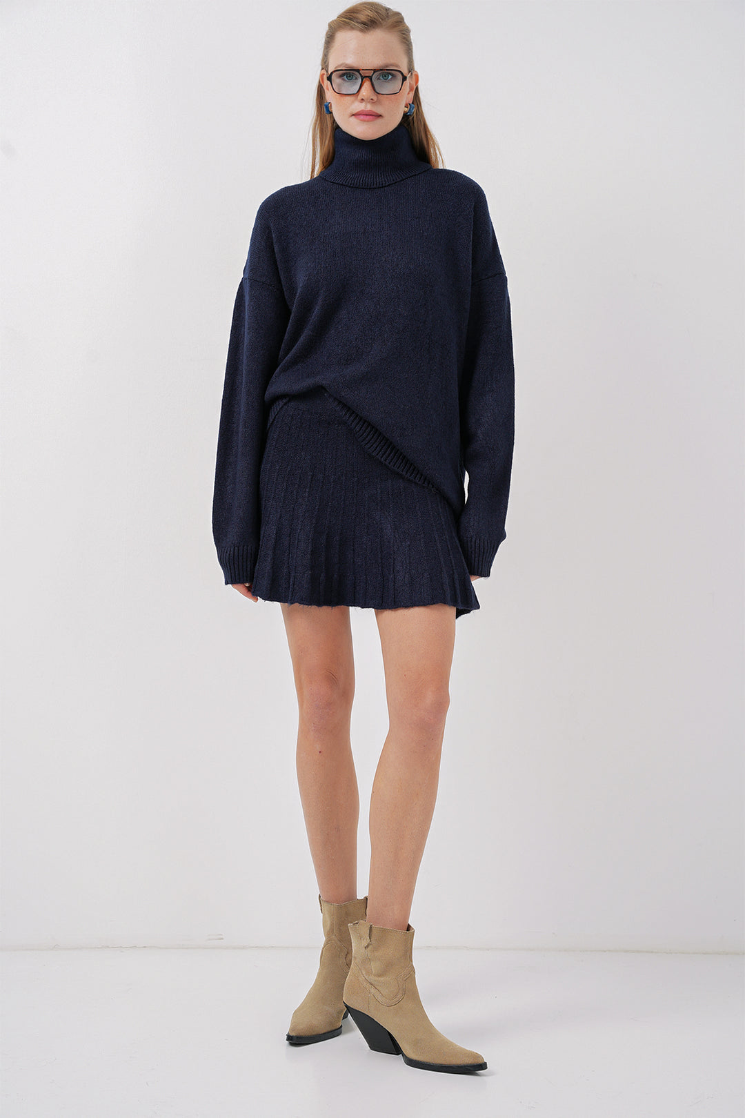 BGD Women Kazakh Skirt Knit Set - Navy - Auburn