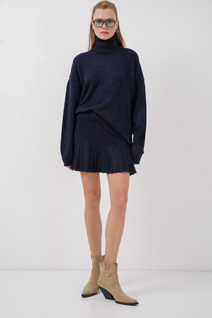 BGD Women Kazakh Skirt Knit Set - Navy - Auburn