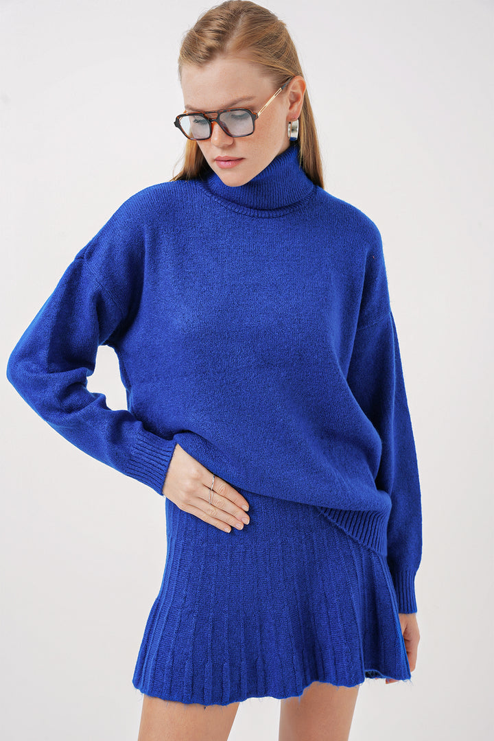 BGD Women Kazakh Skirt Knit Two Piece Set - Blue - Gummersbach