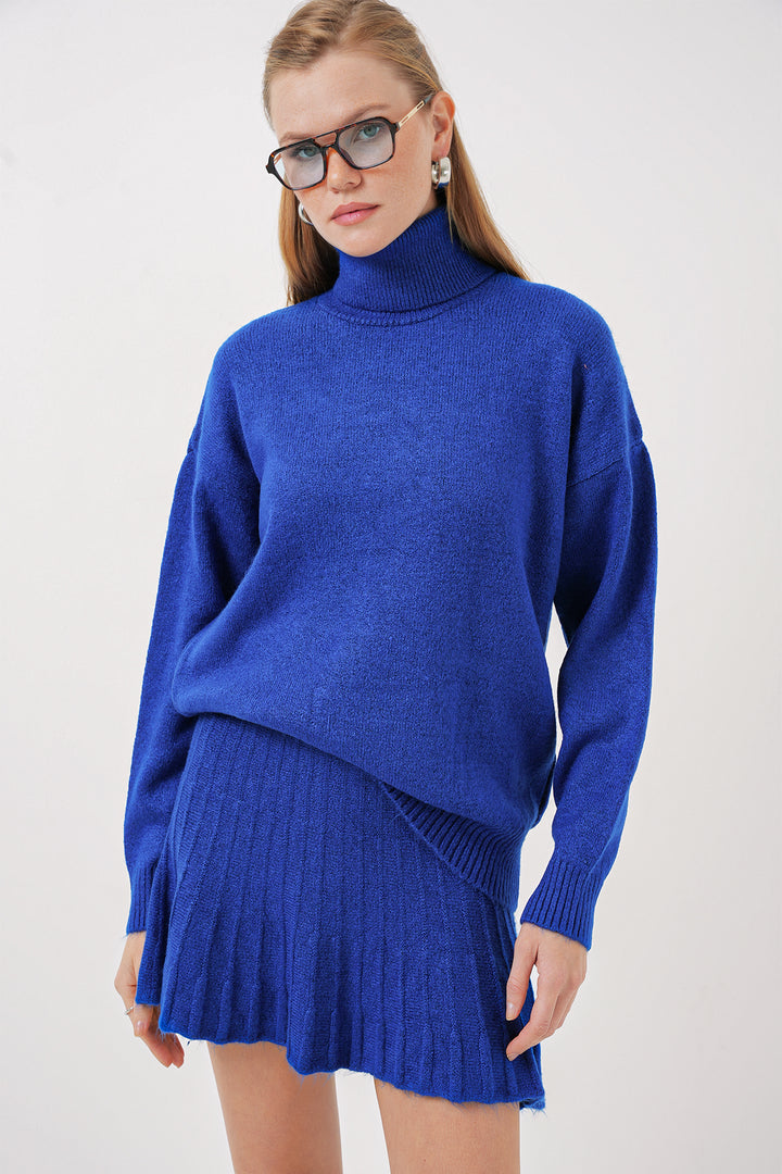 BGD Women Kazakh Skirt Knit Two Piece Set - Blue - Gummersbach