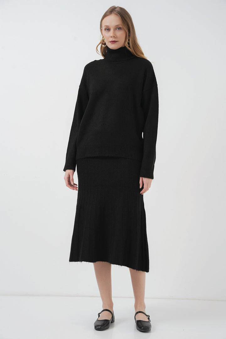 BGD Women Kazakh Skirt Knit Set - Black - Valrico