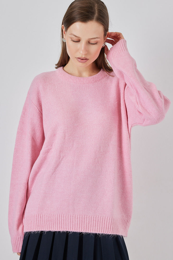 BGD Women Baklava Patterned Oversized Sweater - A. Pink - Ormond Beach