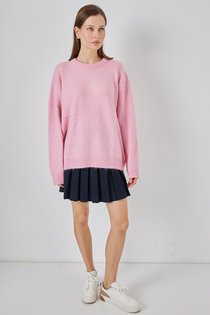 BGD Women Baklava Patterned Oversized Sweater - A. Pink - Ormond Beach