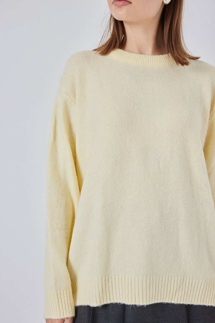 BGD Women Baklava Patterned Oversized Sweater - Mustard Yellow - Seraing