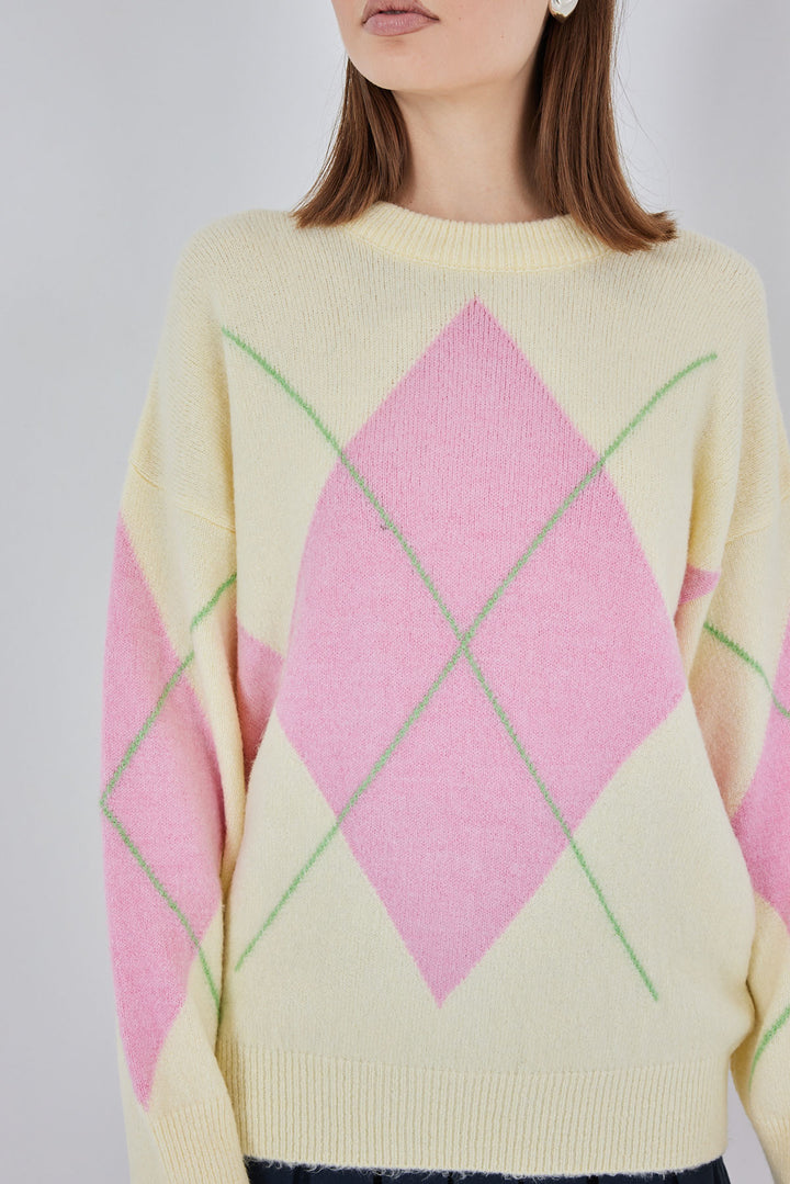 BGD Women Baklava Desenli Oversize Triko Kazak - C.Sarı - Torrejón de Ardoz