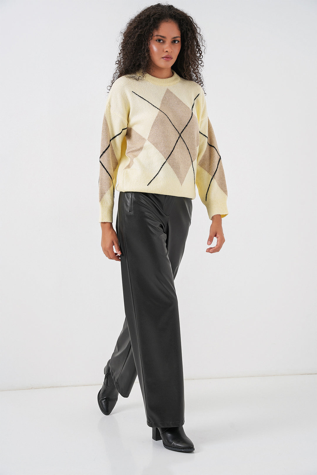 BGD Women Baklava Patterned Oversized Sweater - Color: Mink - Kirkby