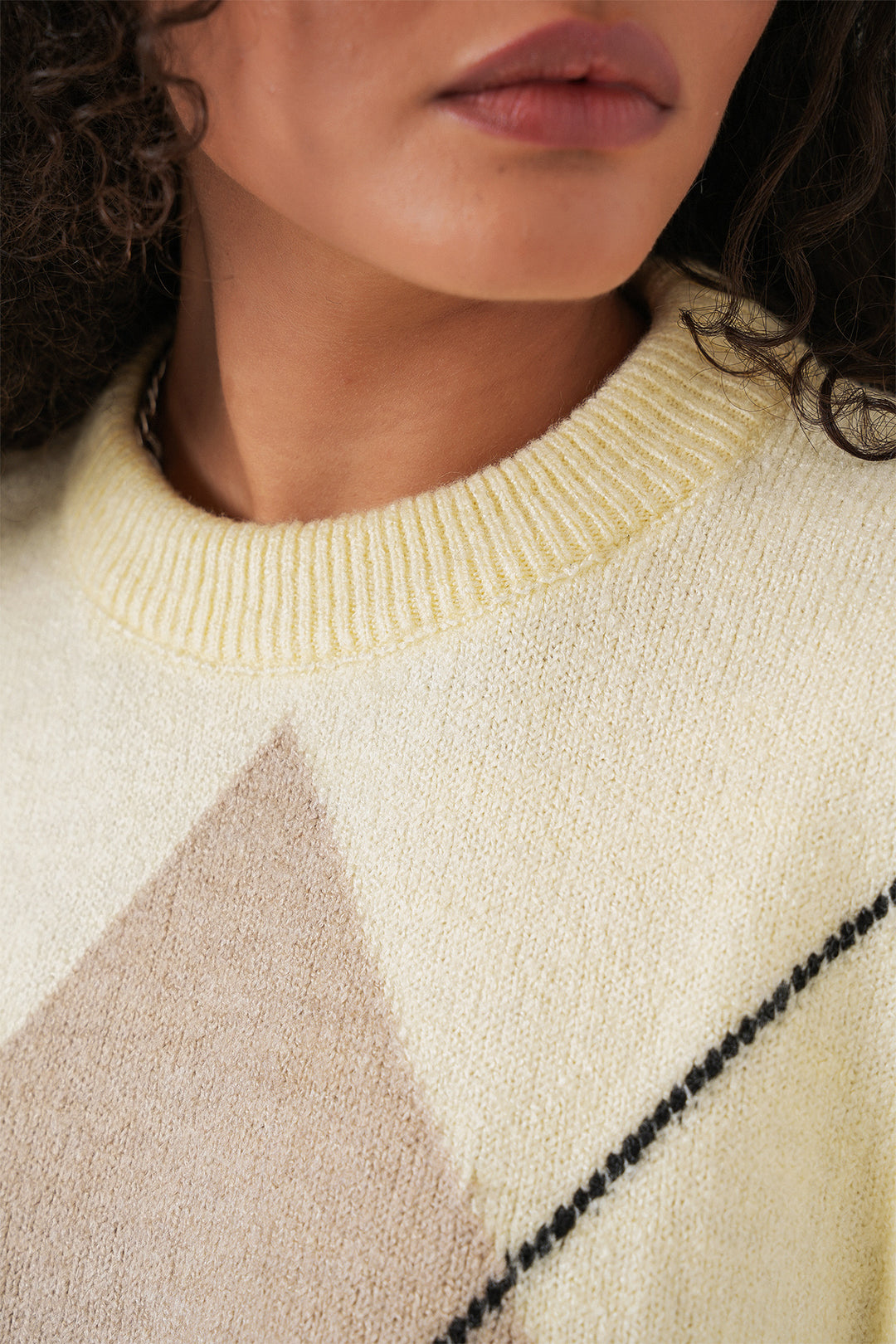 BGD Women Baklava Patterned Oversized Sweater - Color: Mink - Kirkby