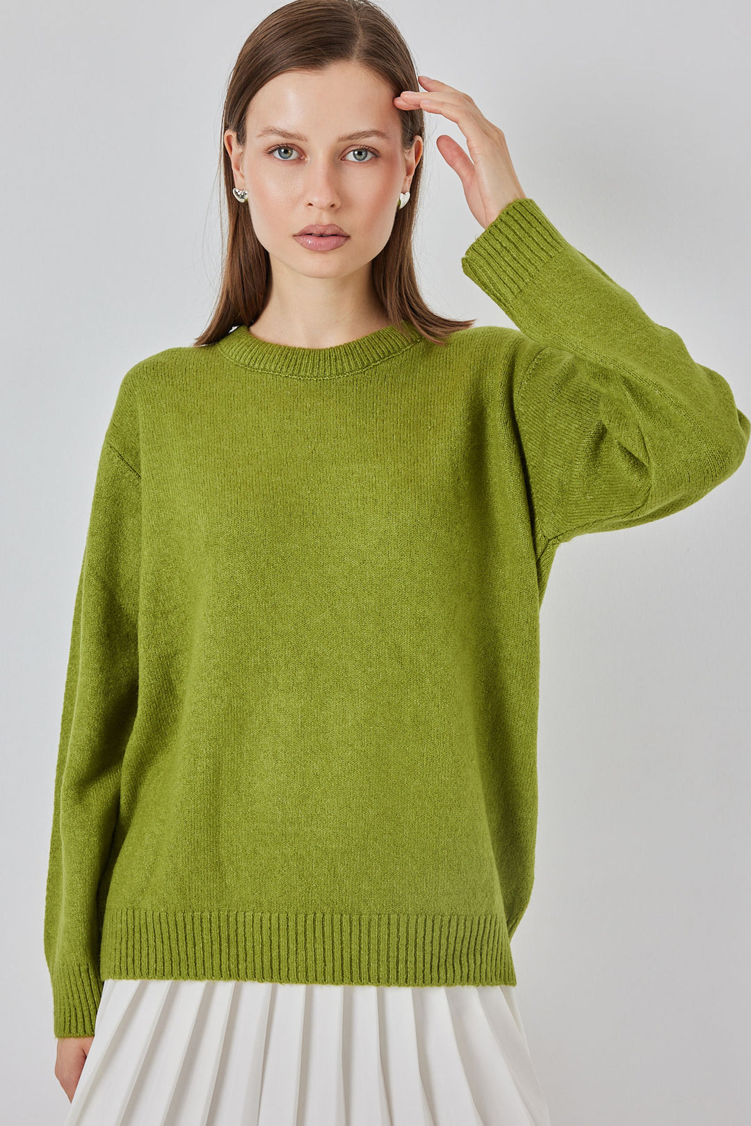 BGD Women Baklava Patterned Oversized Knit Sweater - Dark Green - Shakhtarsk