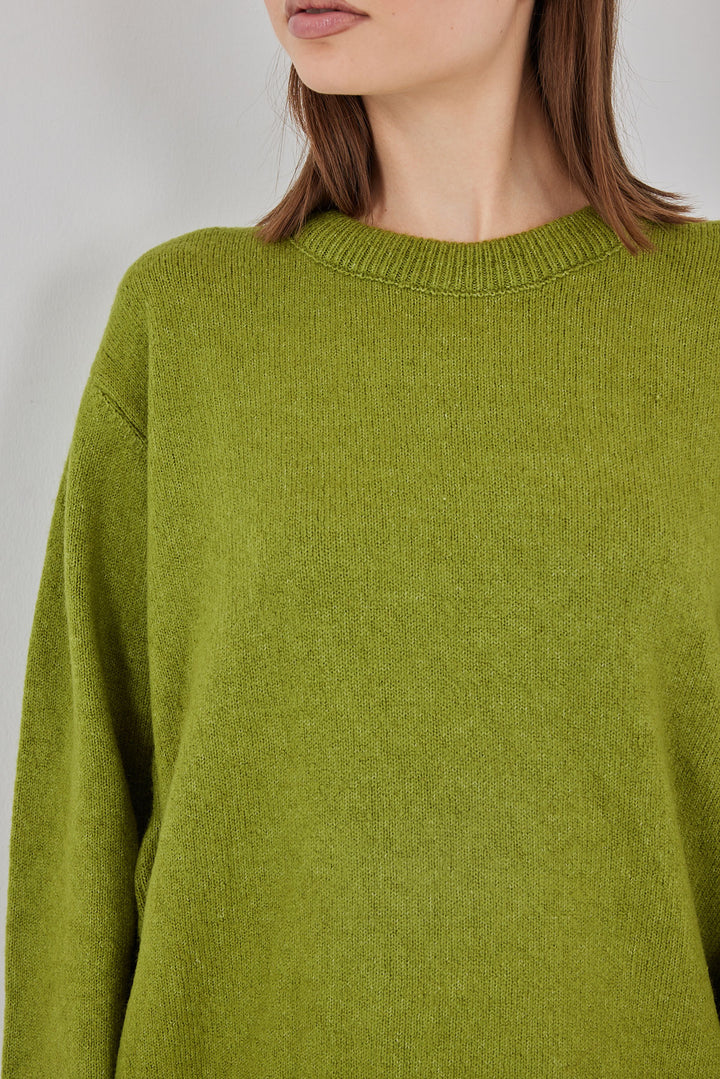 BGD Women Baklava Patterned Oversized Knit Sweater - Dark Green - Shakhtarsk