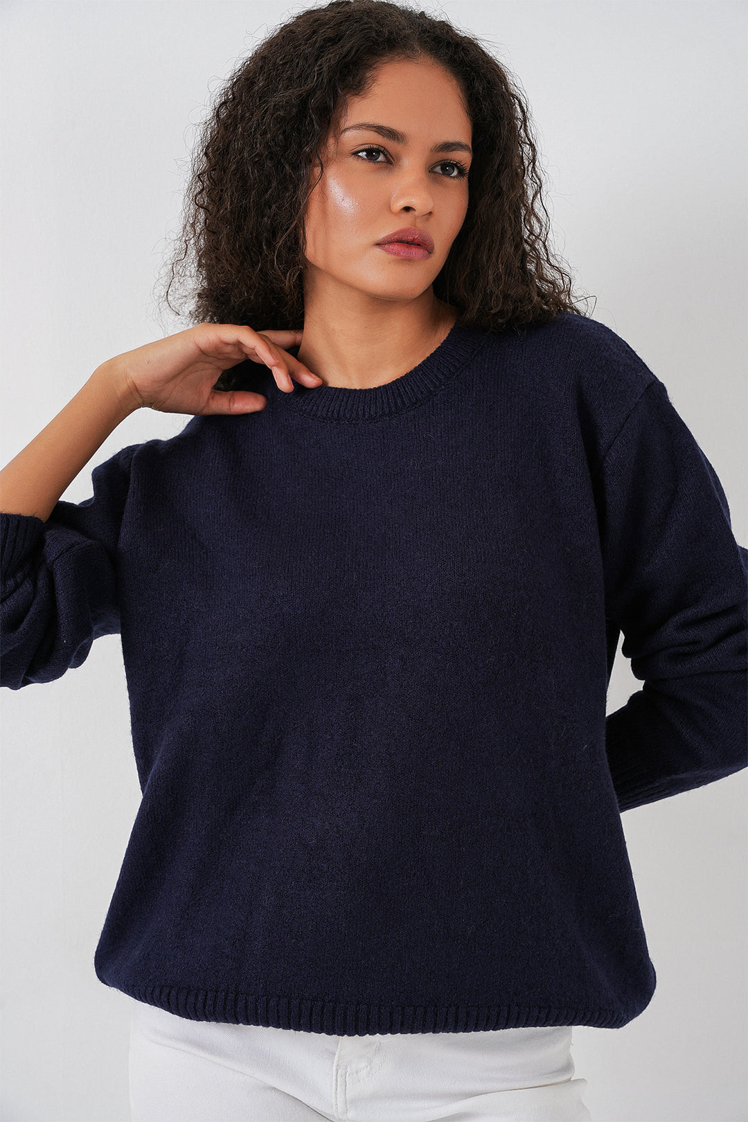 BGD Women Women's Oversized Sweater - Navy Blue - Uriangato