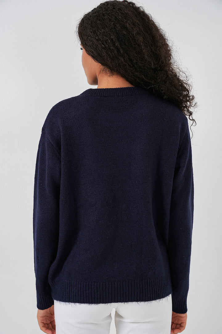 BGD Women Women's Oversized Sweater - Navy Blue - Uriangato