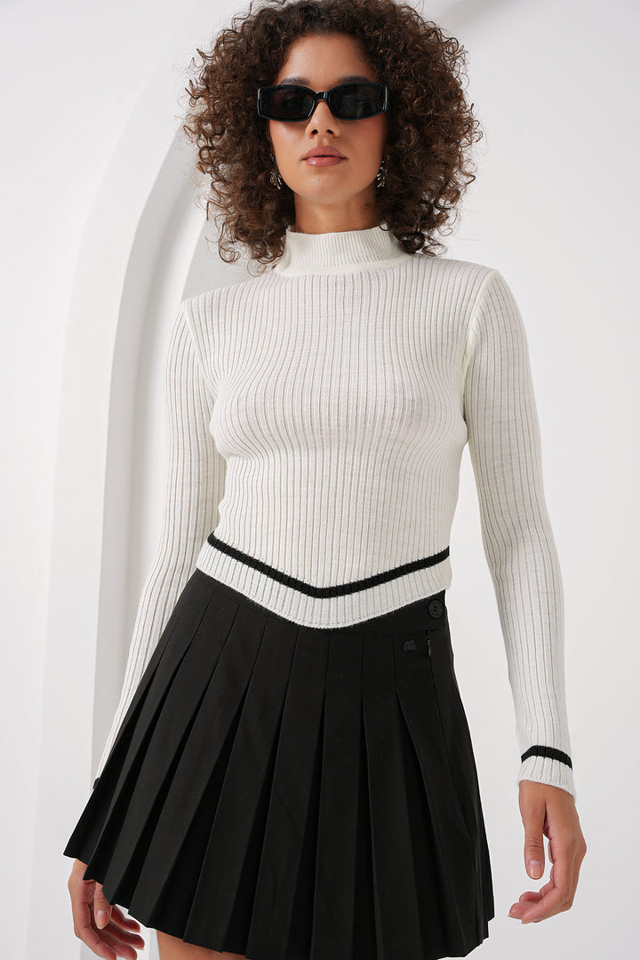 BGD Women Fisherman Collar Sweater - White - Halifax