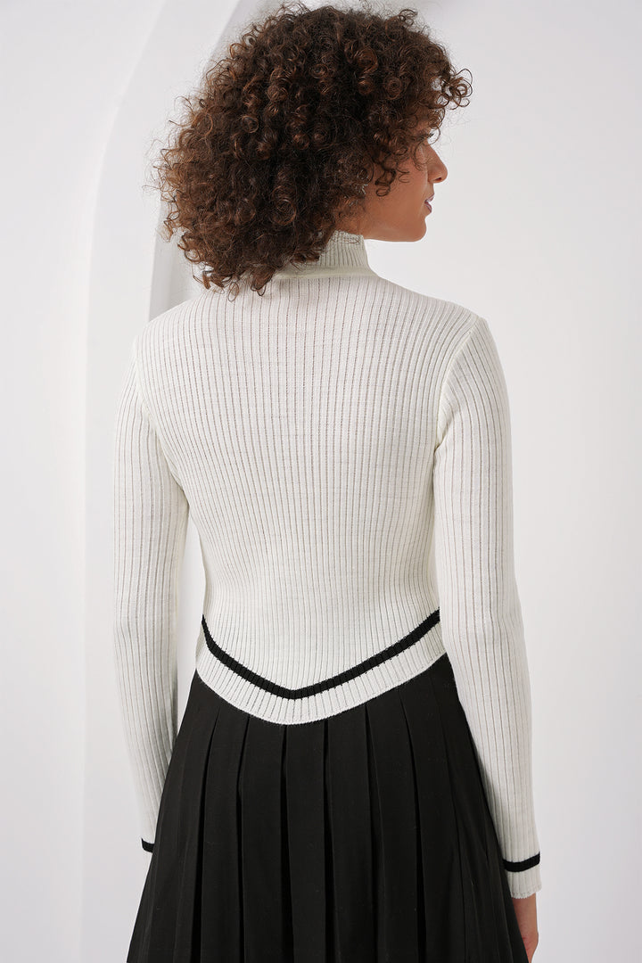 BGD Women Fisherman Collar Sweater - White - Halifax