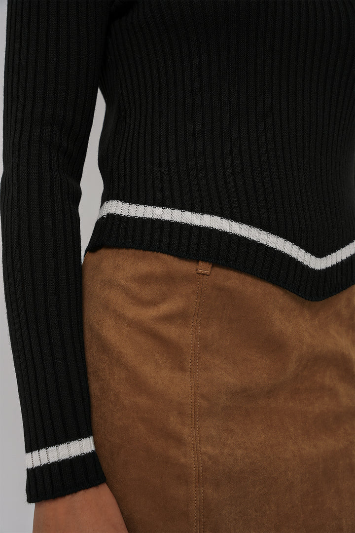 BGD Women Fisherman Collar Sweater - Black - Villejuif