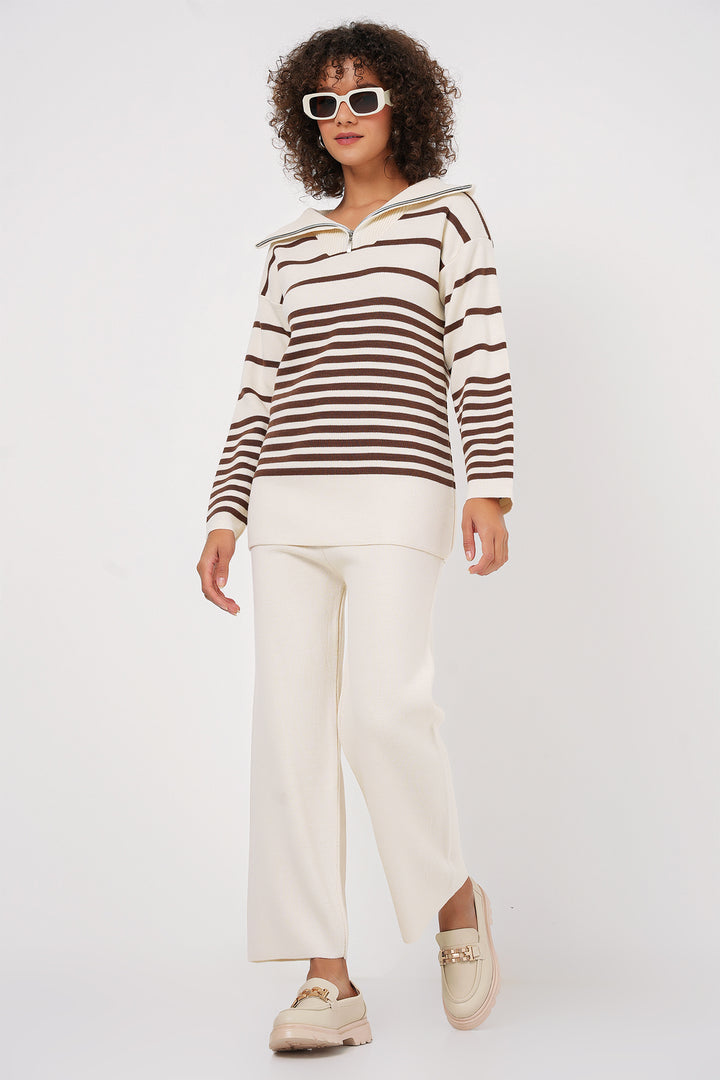 BGD Women Knit Sweater Pants Set - Brown - Nicolás Romero