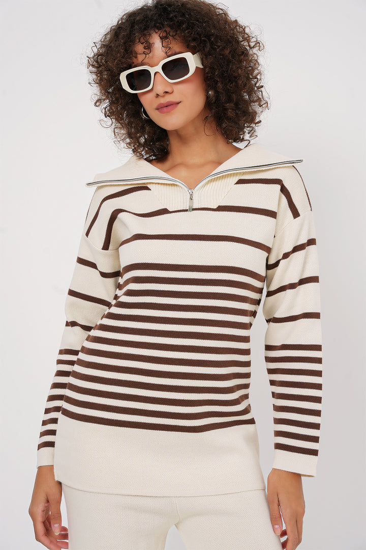 BGD Women Knit Sweater Pants Set - Brown - Nicolás Romero