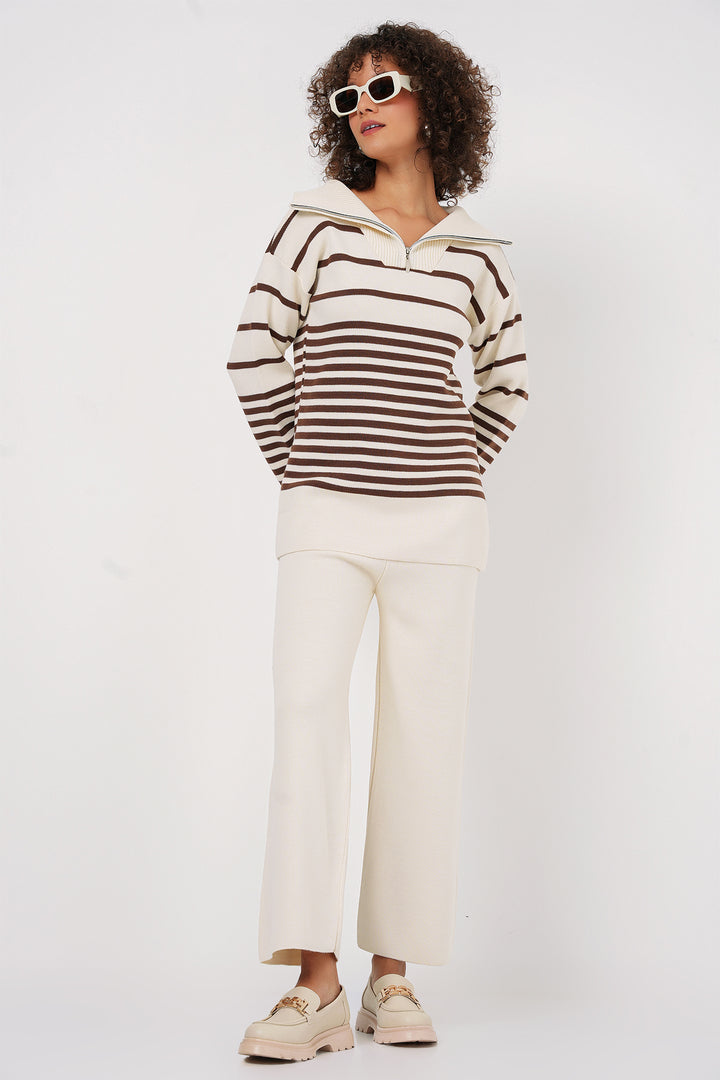 BGD Women Knit Sweater Pants Set - Brown - Nicolás Romero