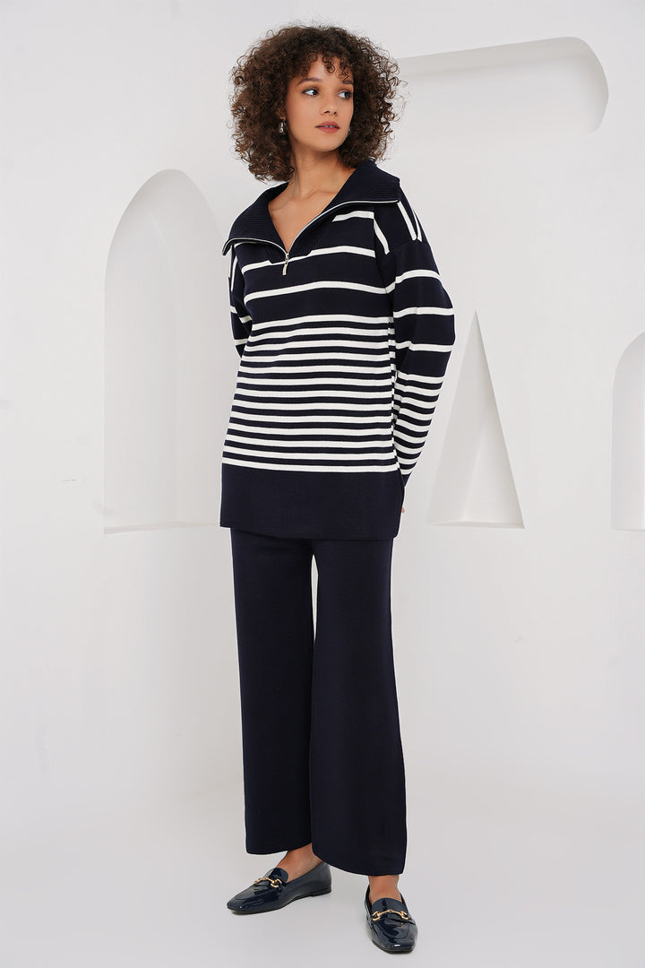 BGD Women Knit Sweater Pants Set - Navy - New Orleans