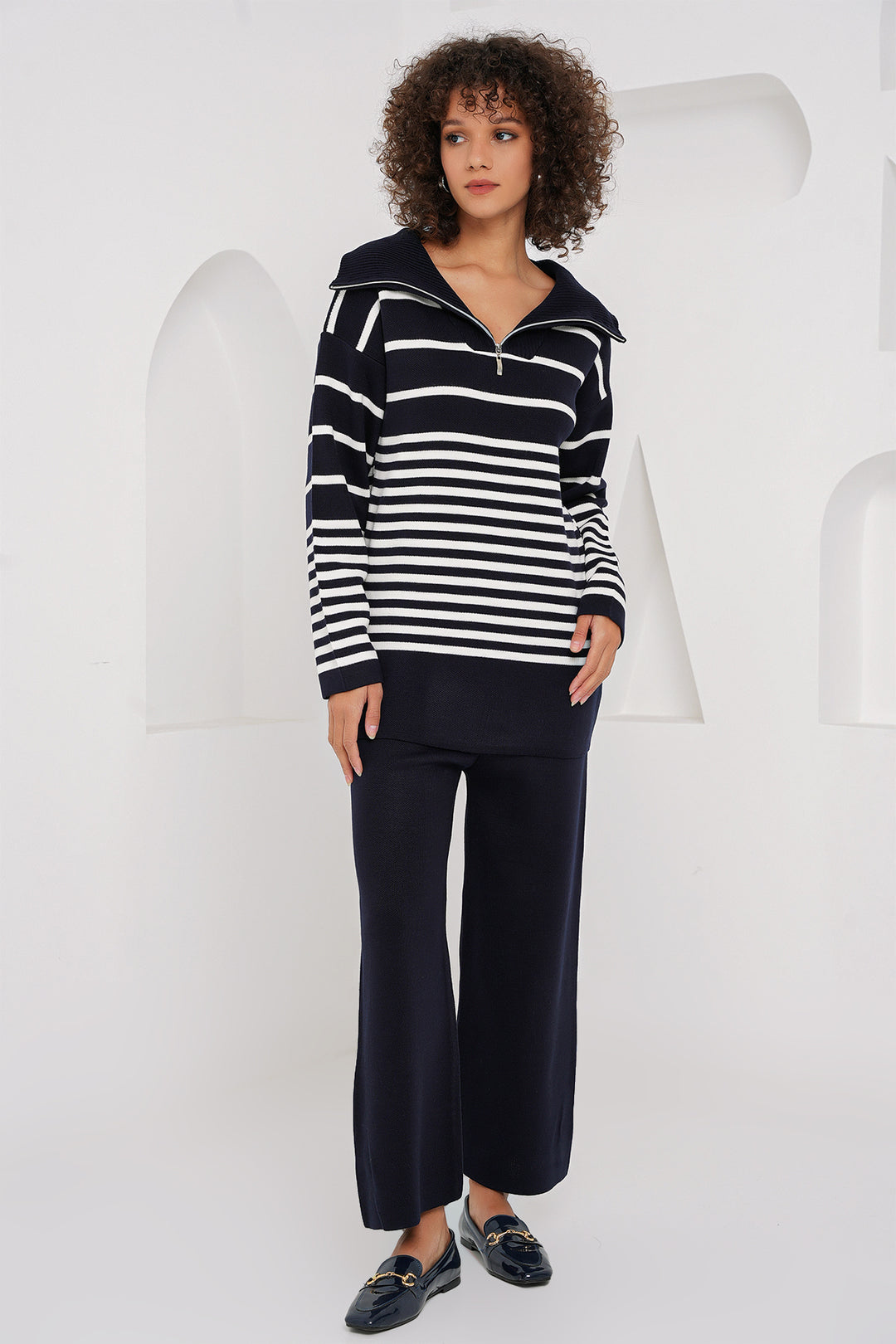 BGD Women Knit Sweater Pants Set - Navy - New Orleans