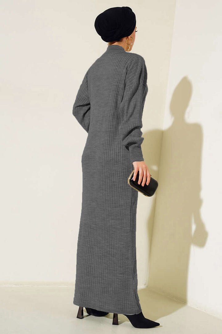BGD Women Full Coverage Knit Dress - Anthracite - Tepeapulco