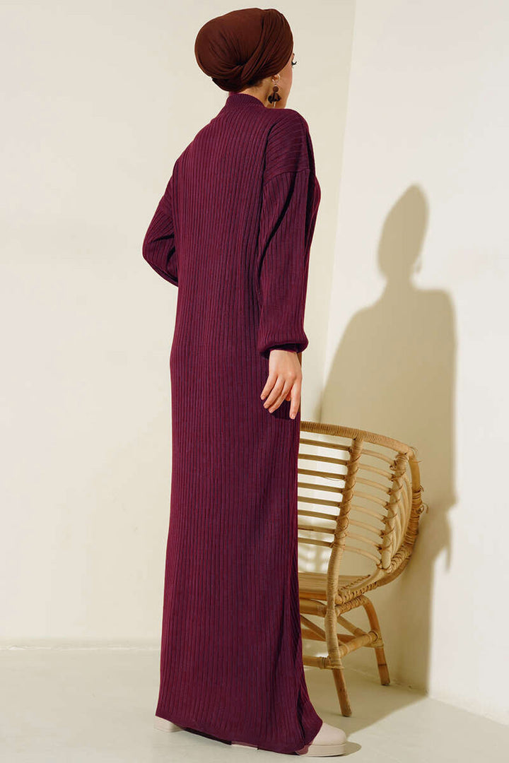 BGD Women Full Coverage Knit Dress - Maroon - Lleida