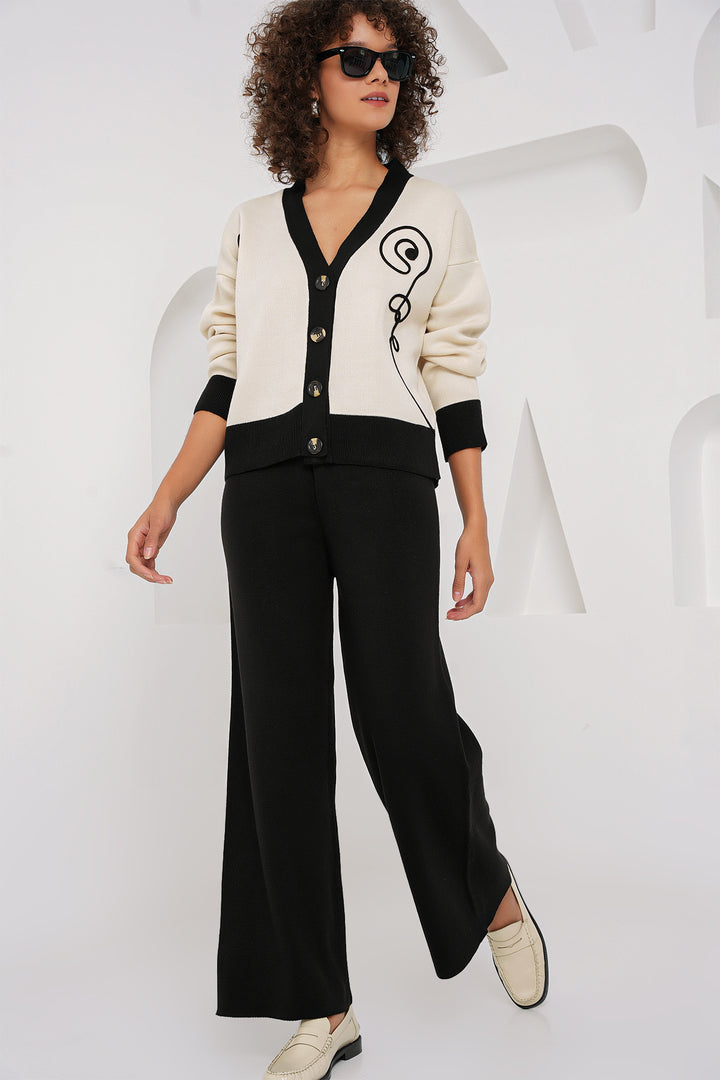 BGD Women Knit Cardigan Pants Set - Ecru - Torres Vedras