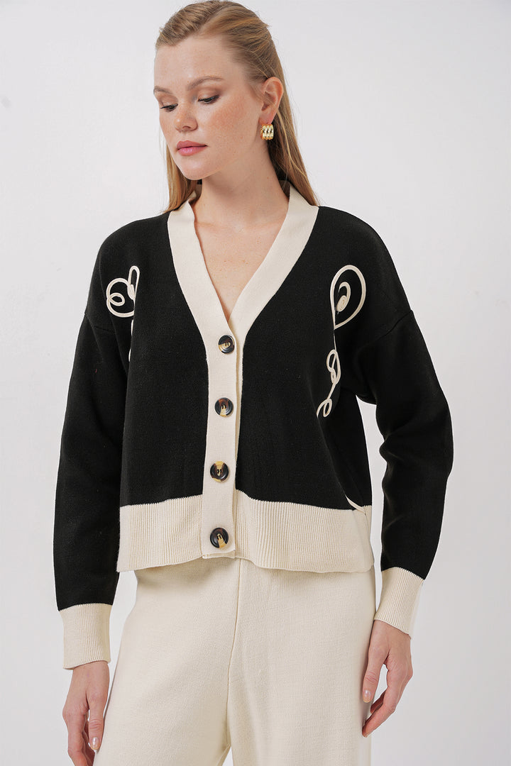 BGD Women Knit Cardigan Pants Set - Black - Cottbus