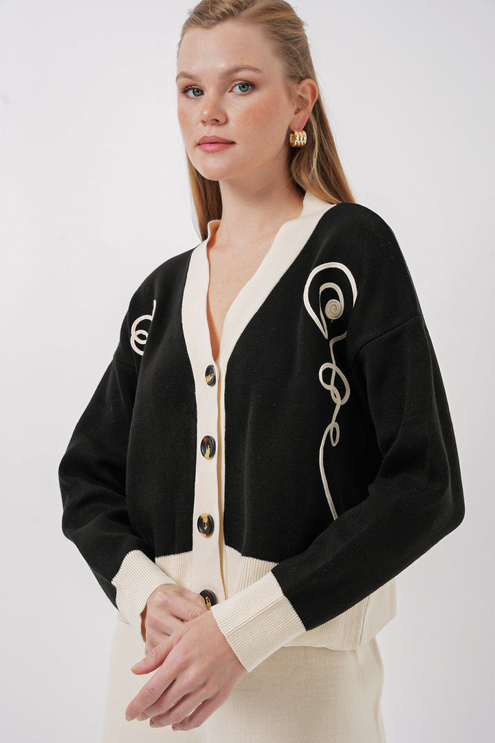 BGD Women Knit Cardigan Pants Set - Black - Cottbus