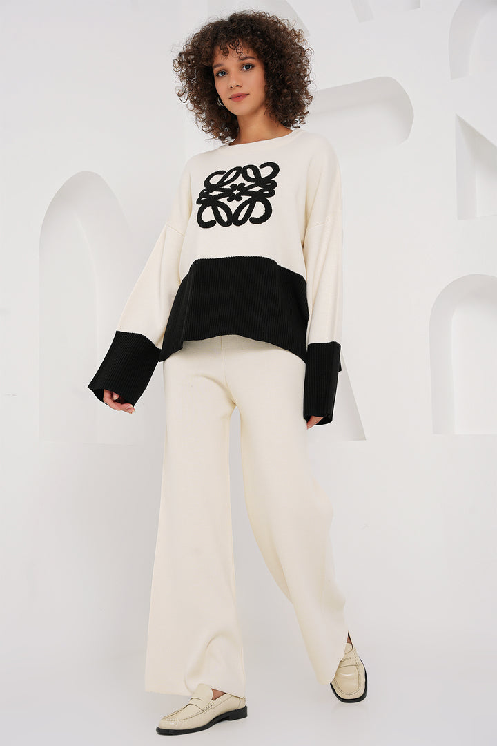 BGD Women Oversized Sweater Pants Set - Ecru - Margate