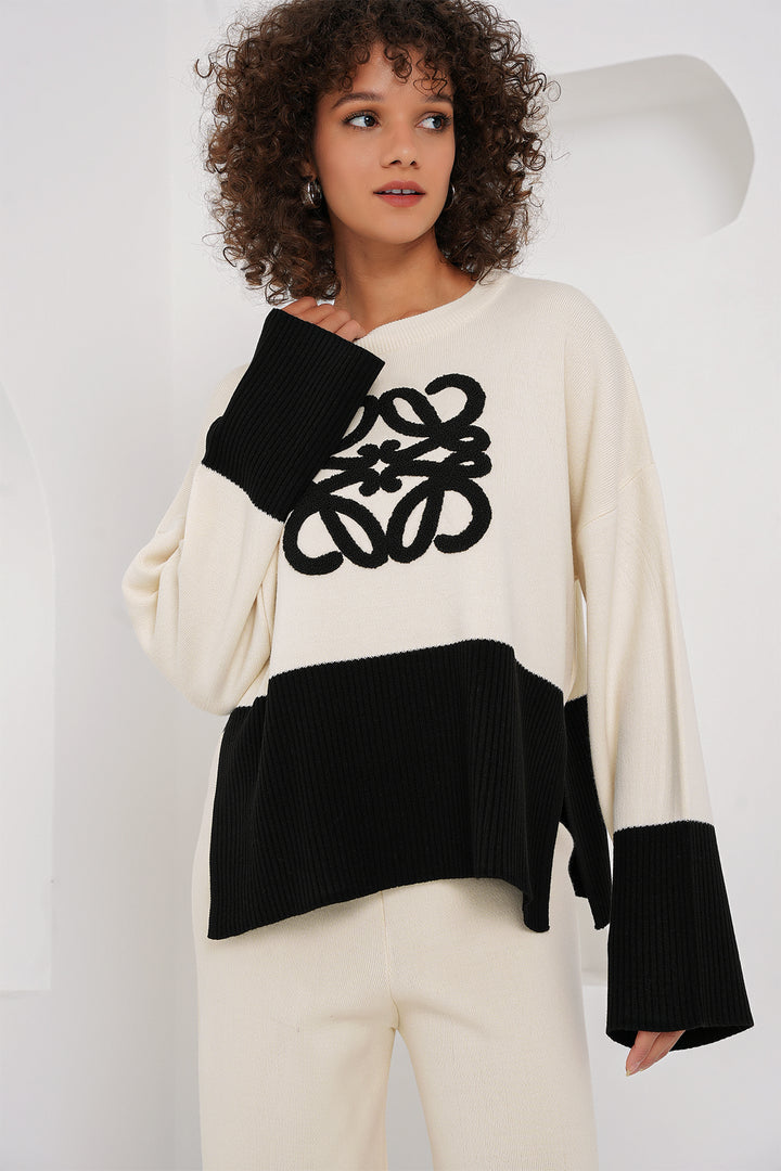 BGD Women Oversized Sweater Pants Set - Ecru - Margate
