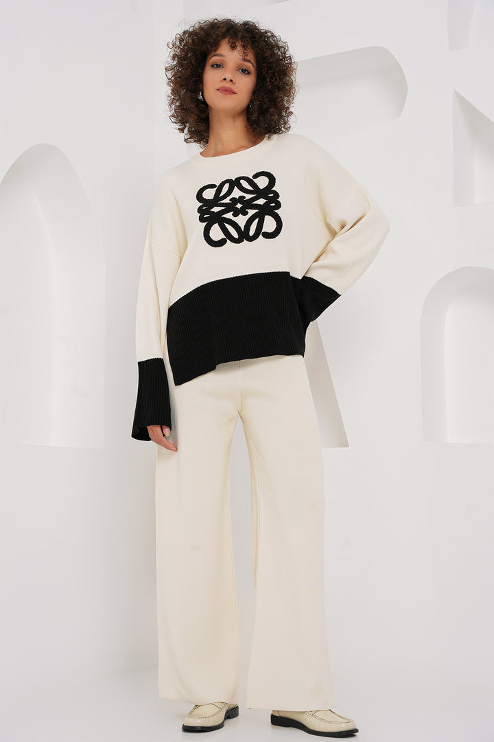 BGD Women Oversized Sweater Pants Set - Ecru - Margate