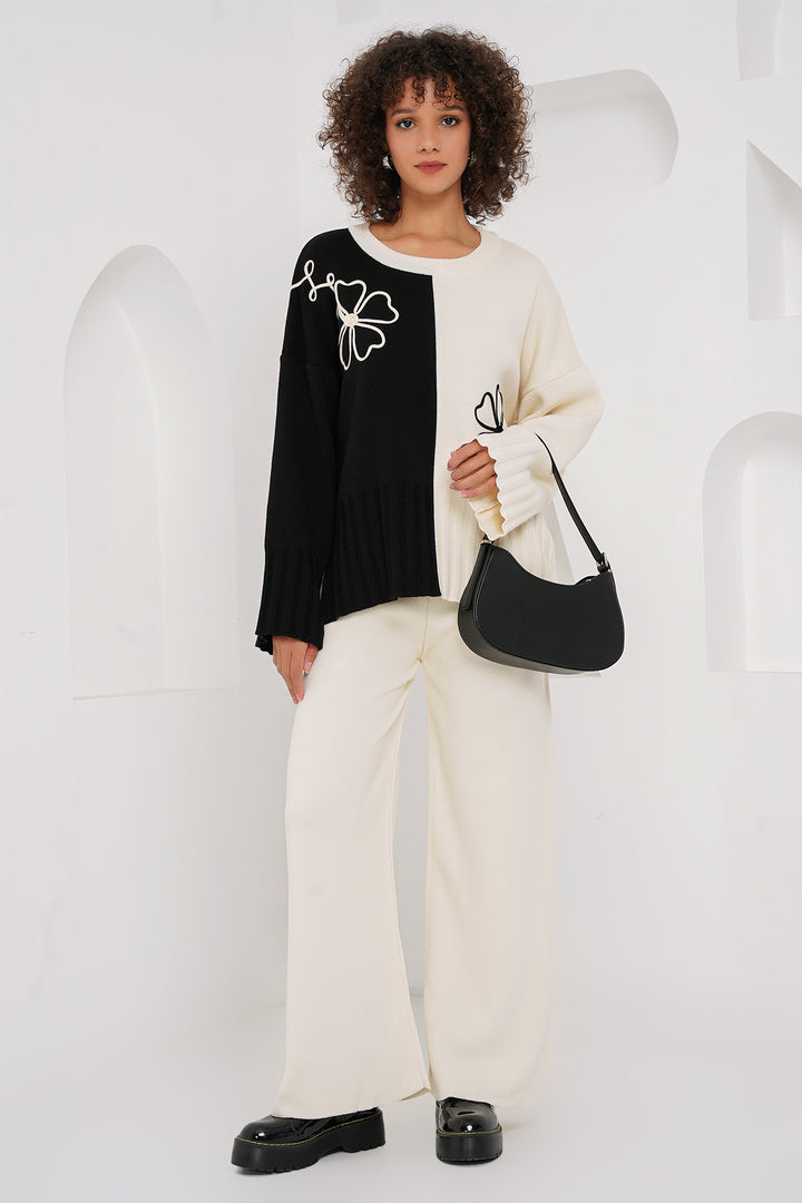 BGD Women Oversized Knit Sweater Pants Set - Ecru - Ioánnina