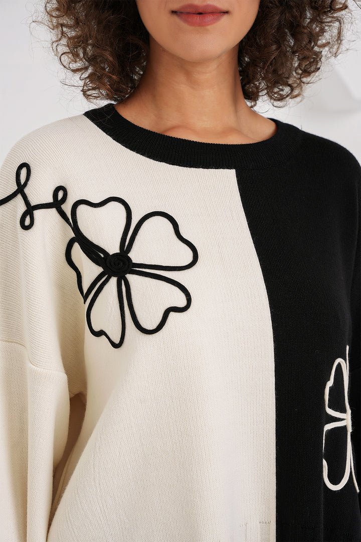 BGD Women Oversized Sweater Pants Suit - Black - Marcianise