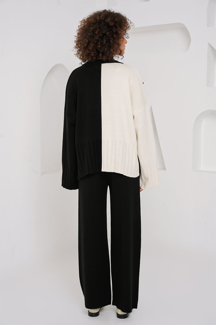 BGD Women Oversized Sweater Pants Suit - Black - Marcianise