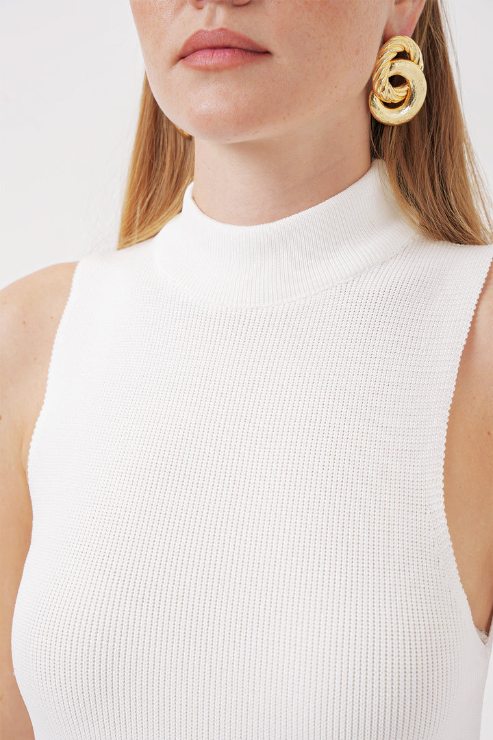 BGD Women Zero Sleeve Mini Knit Dress - White - Spartanburg