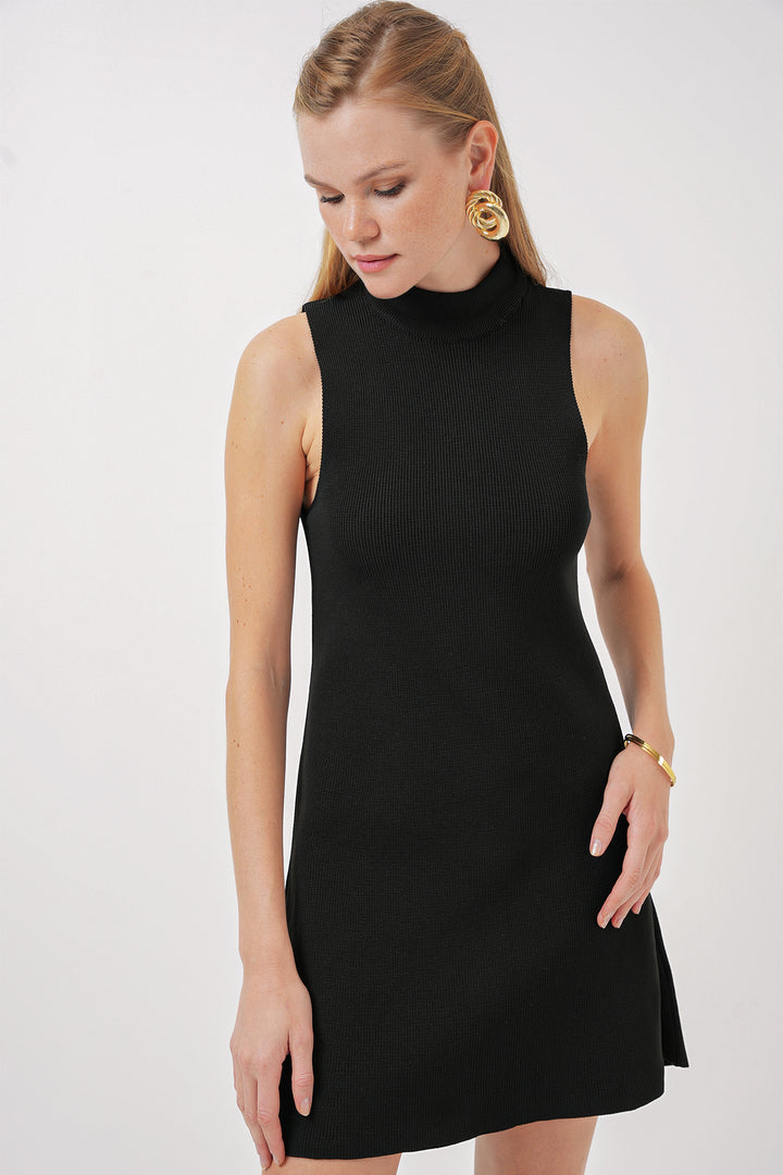 BGD Women Zero Sleeve Mini Knit Dress - Black - Temple