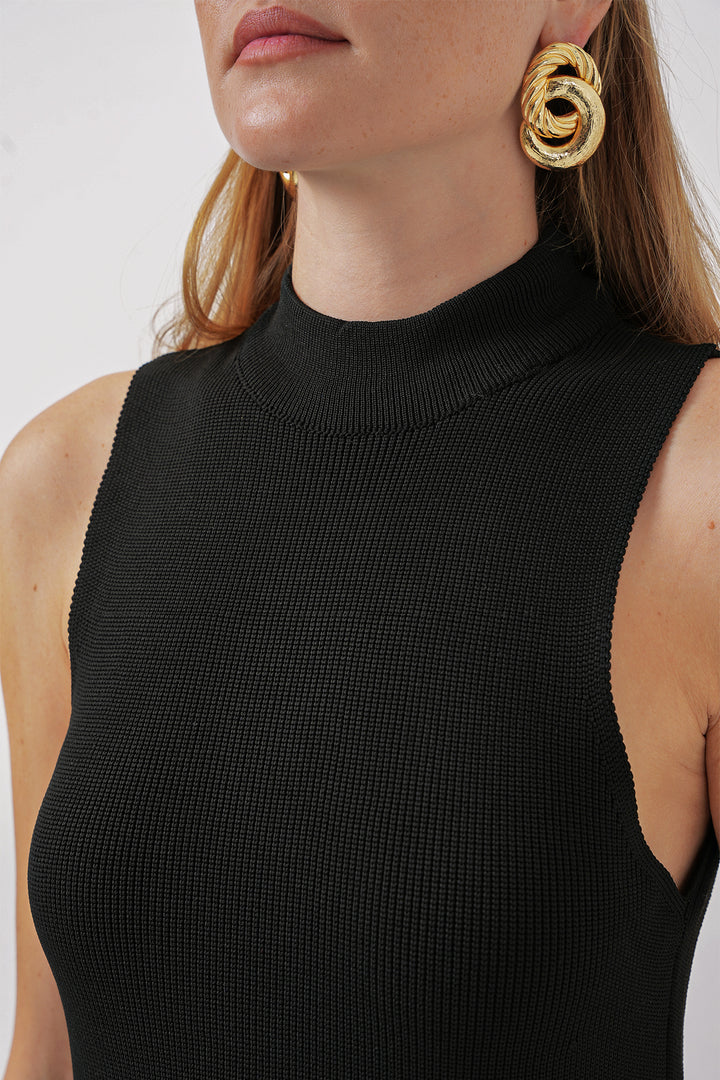 BGD Women Zero Sleeve Mini Knit Dress - Black - Temple