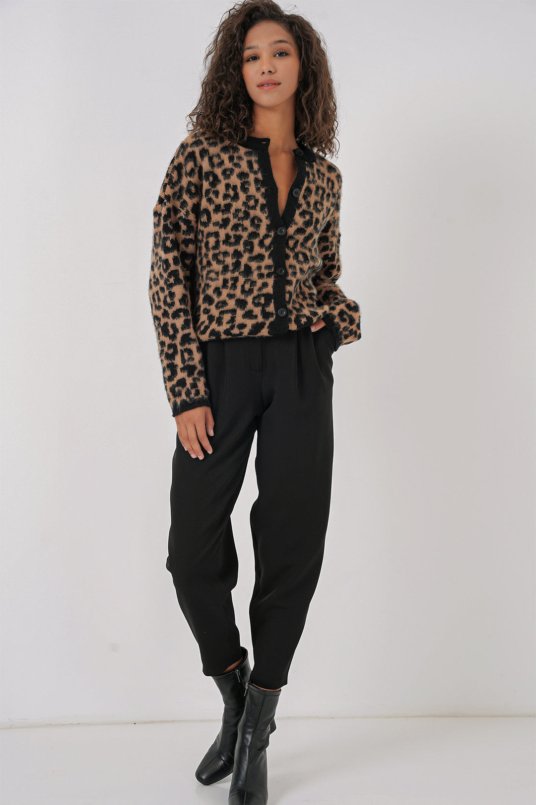 BGD Women Woman Patterned Knit Cardigan - C. Brown - Mountain View