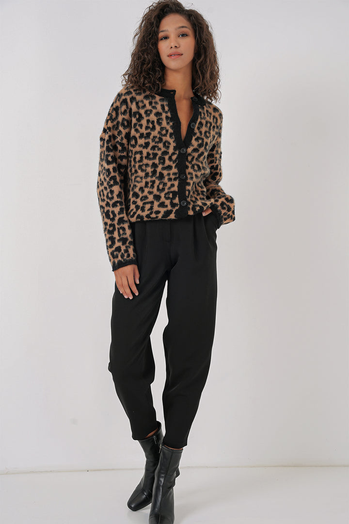 BGD Women Woman Patterned Knit Cardigan - C. Brown - Mountain View