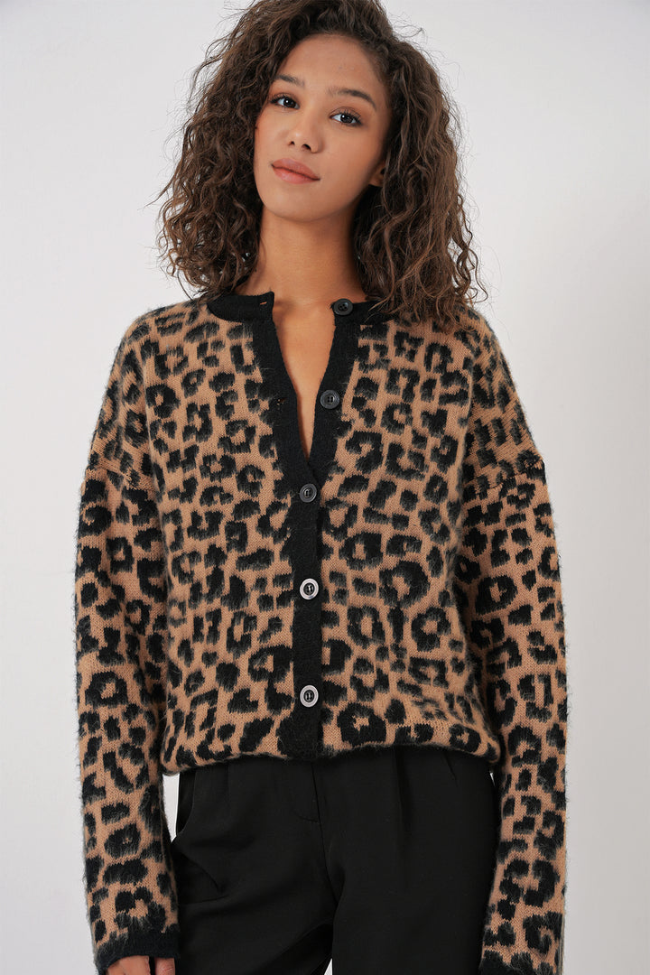 BGD Women Woman Patterned Knit Cardigan - C. Brown - Mountain View